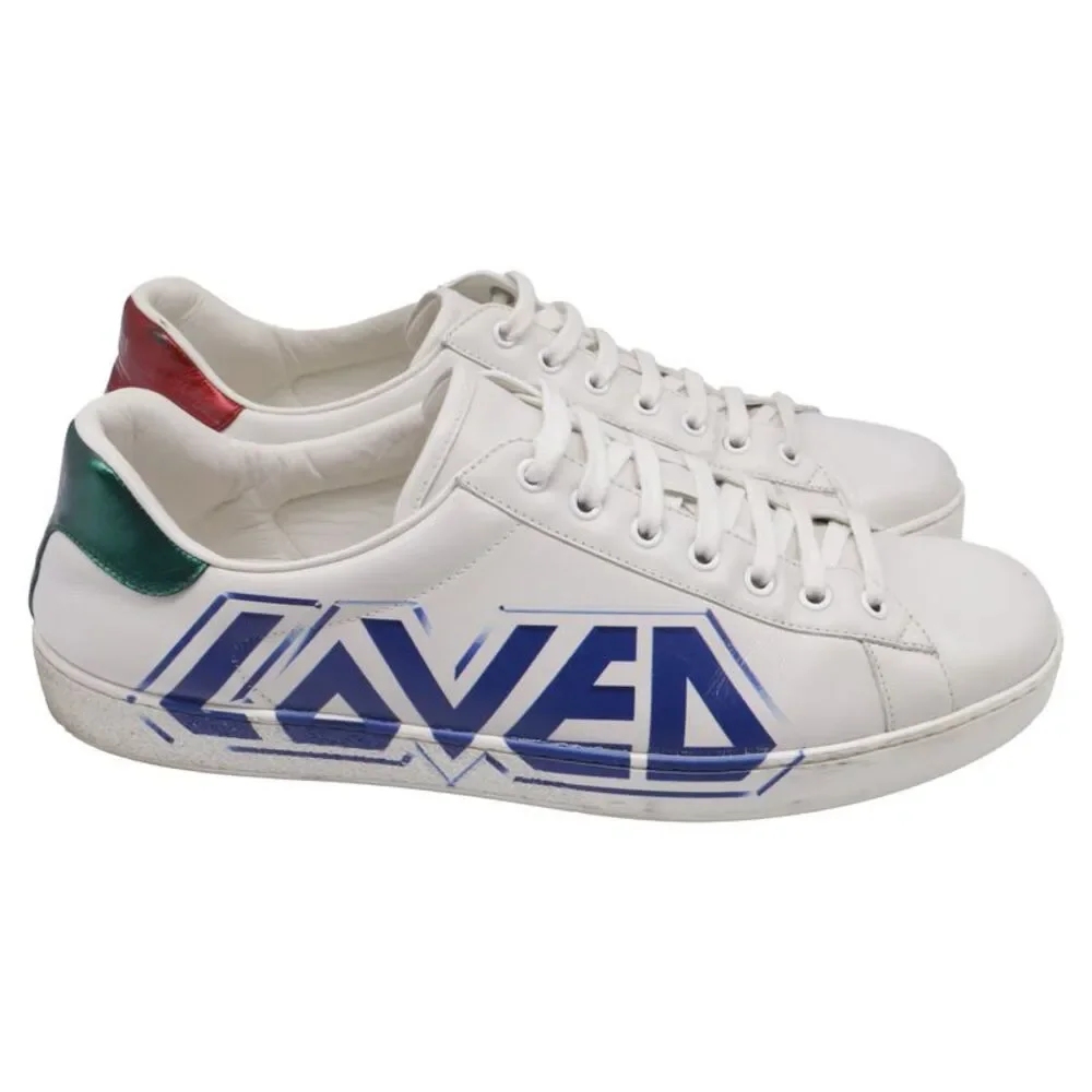 Gucci Ace Loved Sneakers in White Leather